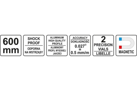 Купить Уровень YATO 2-х глазковый  600 мм  магнитный YT-30061 фото №4
