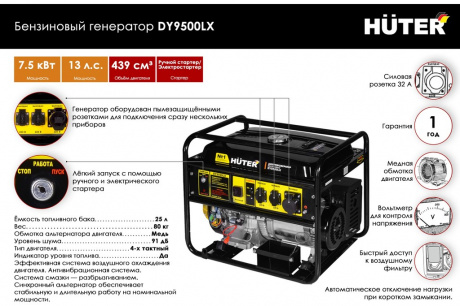 Купить Электростанция HUTER DY9500LX фото №2