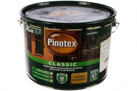 Купить Декоративная защитная пропитка PINOTEX CLASSIC для древесины калужница 9 л фото №1