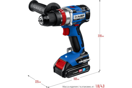 Купить Дрель-шуруповерт акк. ЗУБР DBS-201-22 20В Проф. ударн  бесщет  2 АКБ кейс фото №14