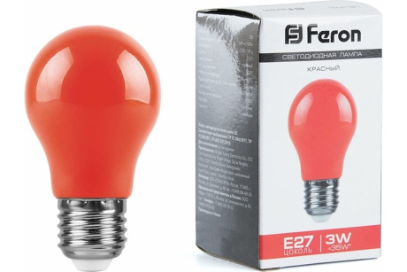 Купить Лампа LED А50 LB-375 3W E27 красный  FERON фото №1