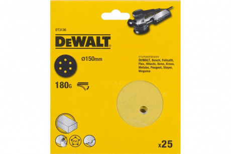 Купить Шкурка ОШМ DEWALT  d 150  DT  3136  XM   Р-180 фото №2