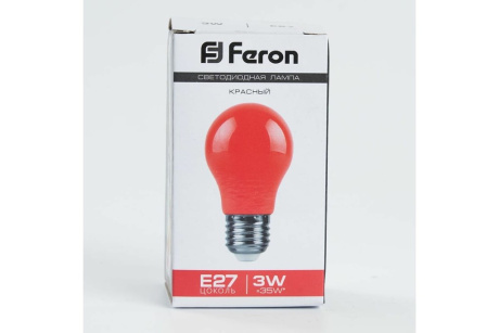 Купить Лампа LED А50 LB-375 3W E27 красный  FERON фото №3